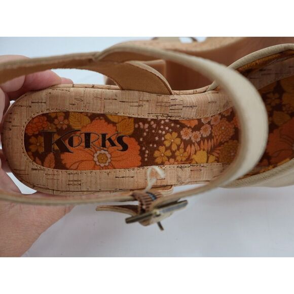 Kork-Ease Korks Calda Sandals Women's 10 Beige Platform Chunky Slingback Y2K - Picture 9 of 11